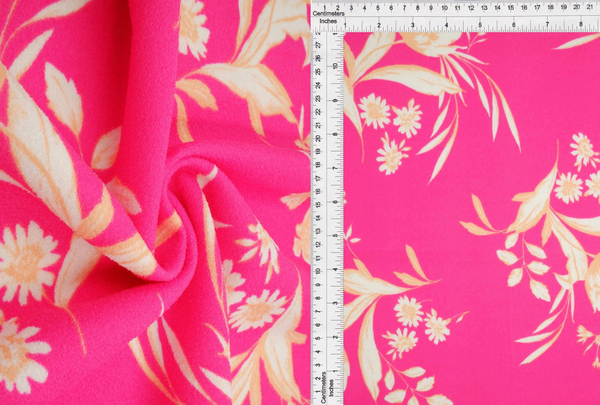 Floral Techno Crepe Fabric, Stretch Polyester Flower Print, 58/60" Wide