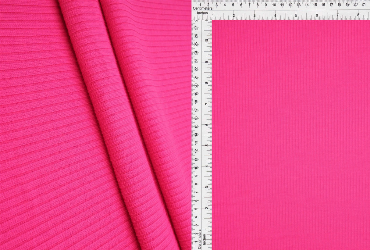 1 Yard 4x2 Rib Solid Knit Fabric, 52/54'' Wide Polyester Rayon Spandex Blend