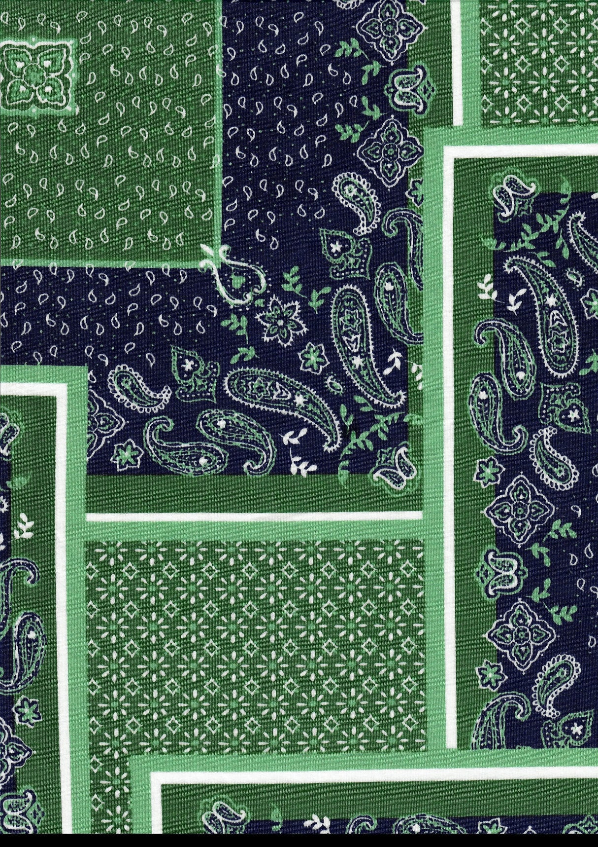 1 Yard DTY Bandana Paisley Patchwork Print Fabric 180 GSM Polyester Spandex Blend 58/60" Width