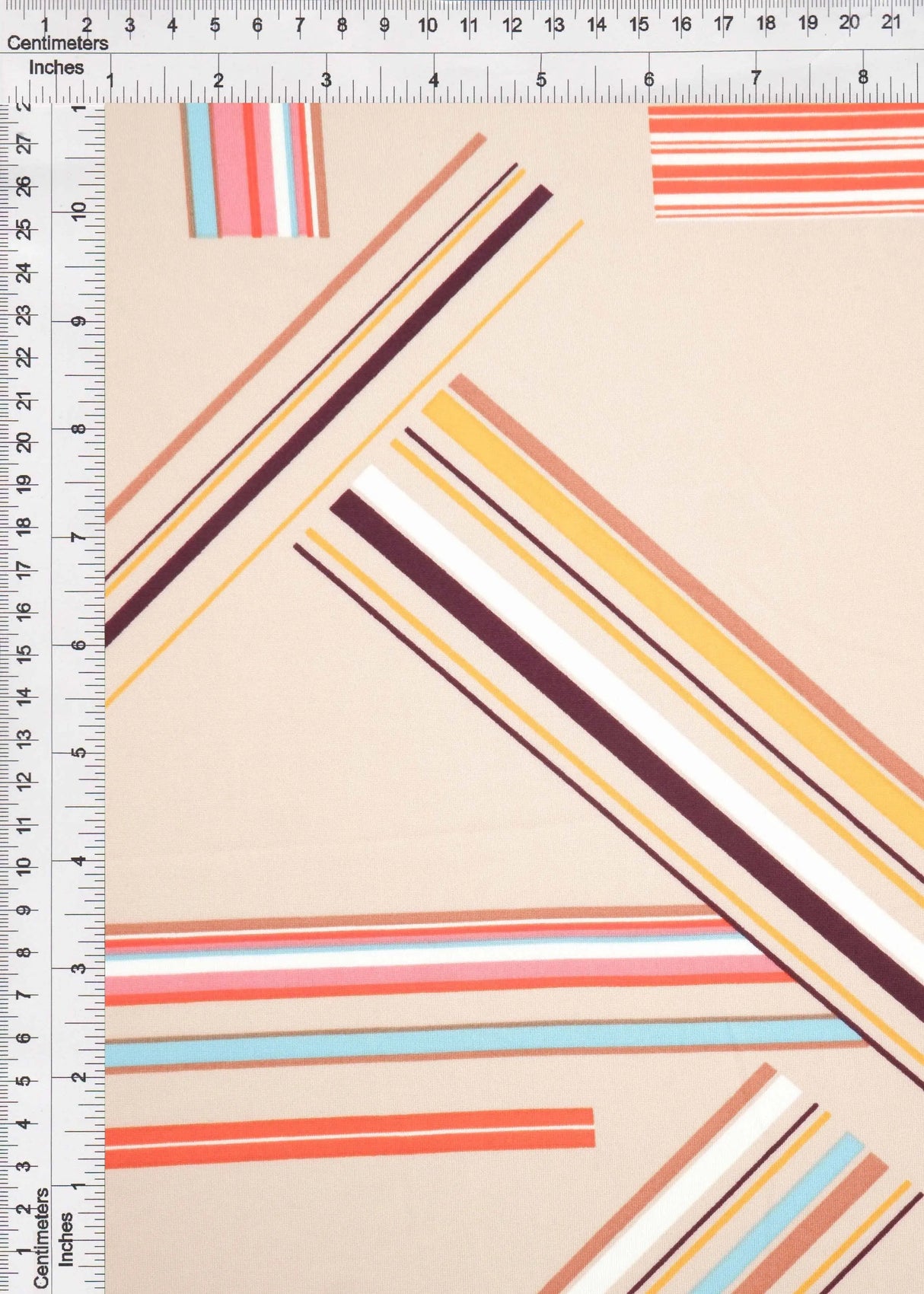 DTY Multi Stripe Geo Print Fabric 1 Yard Soft Stretch Lightweight Drape 58/59" Wide