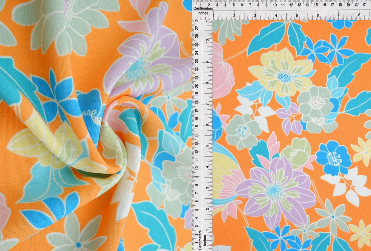 1 Yard Cey Flower Print Fabric, 58/59'' Wide 100% Polyester