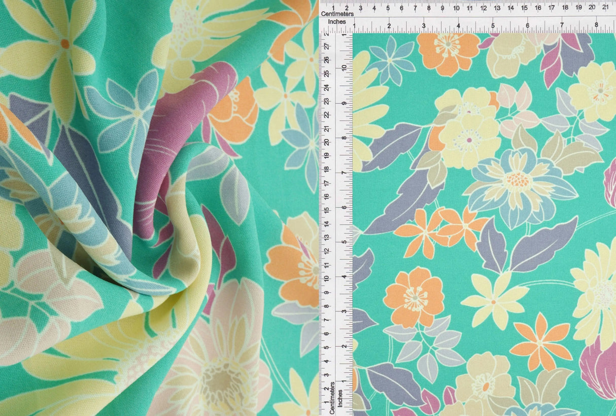 CEY Floral Flower Print Woven Fabric Lightweight Polyester 58/59 Inches Wide