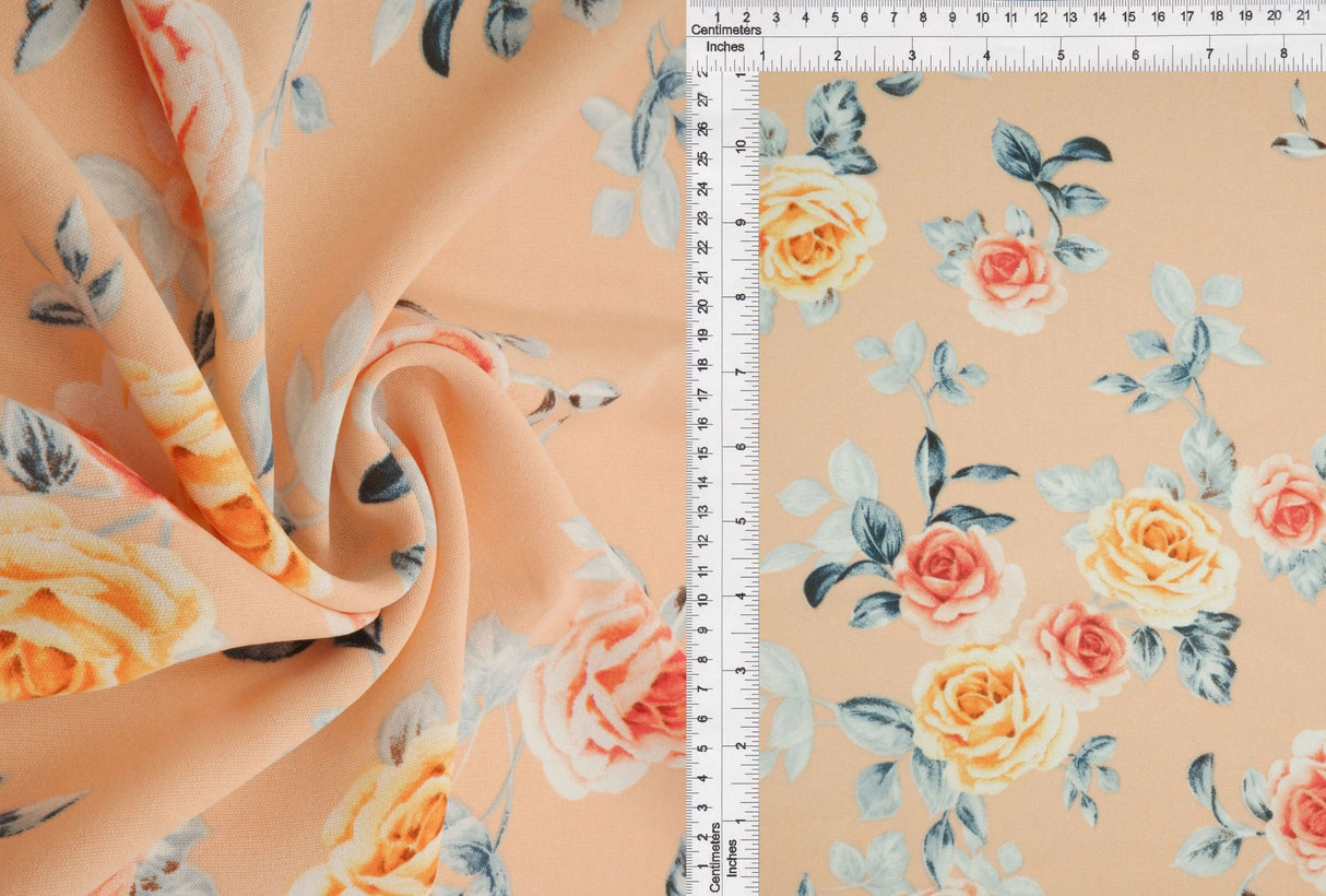 1 Yard 100% Polyester Cey Floral Print Fabric 58/59 Inches Wide