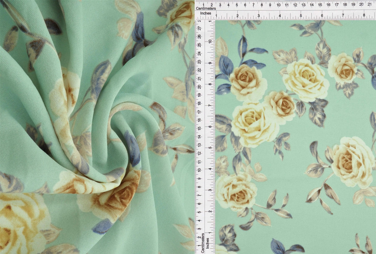 1 Yard Cey Flower Print Fabric, 58/59'' Wide 100% Polyester