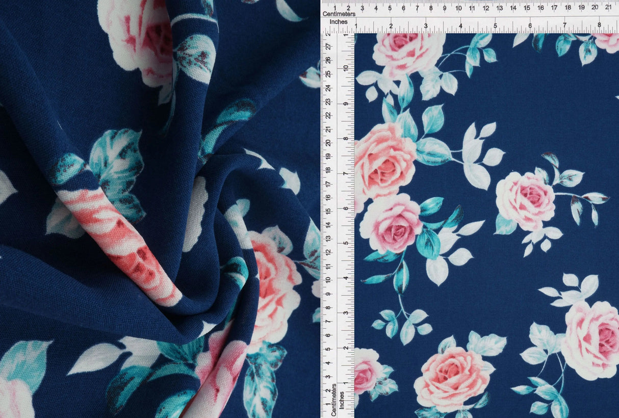 1 Yard 100% Polyester Cey Floral Print Fabric 58/59 Inches Wide
