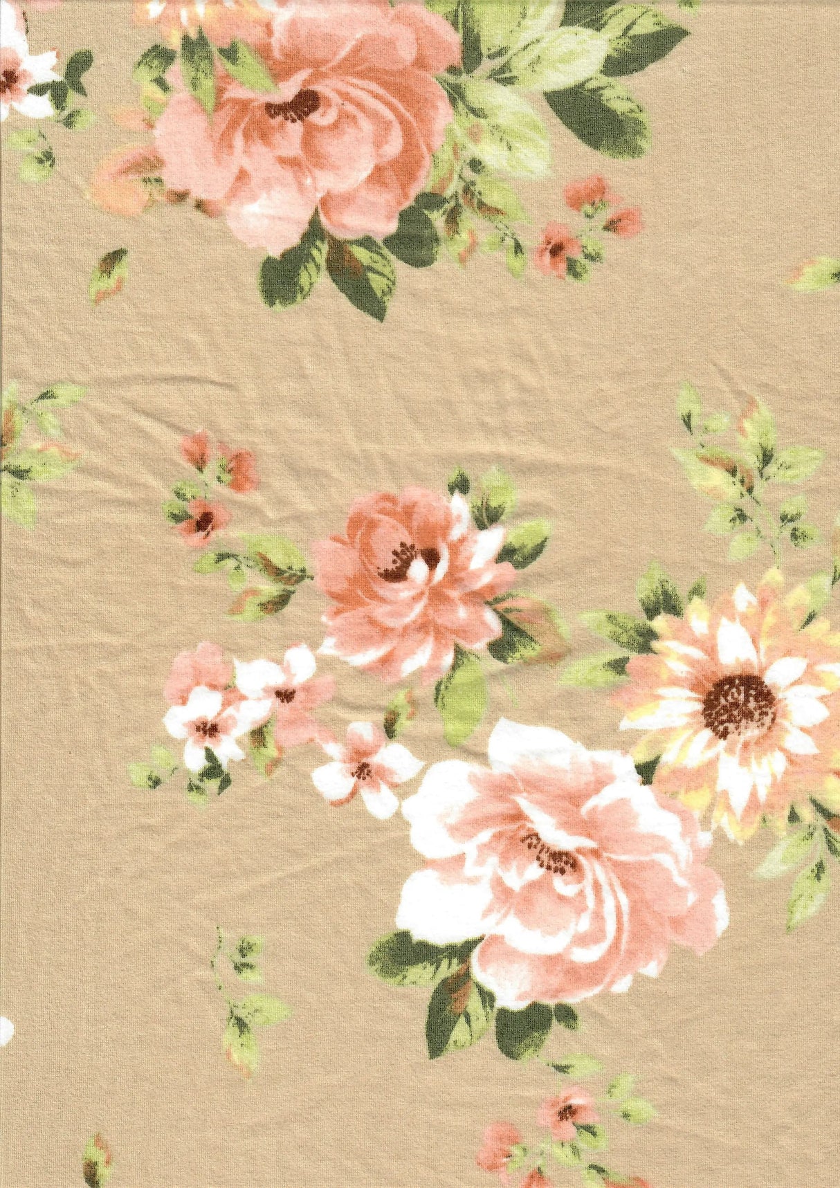 DTY Brushed Floral Print Fabric 1 Yard Soft Stretch Flowy Texture 58/60" Wide