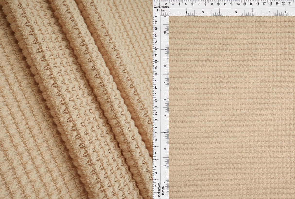 1 Yard Oversize Waffle Solid Knit Fabric 220 GSM, 54/56'' Wide Polyester Rayon Spandex Blend