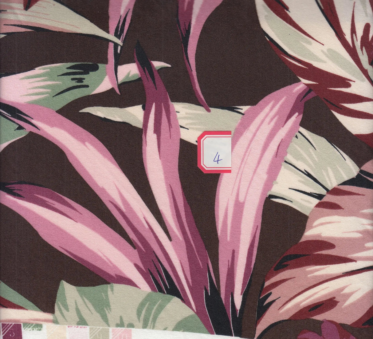 1 Yard Brushed DTY Leaf Print Knit Fabric 170 GSM, 58/60'' Wide Polyester Spandex Blend