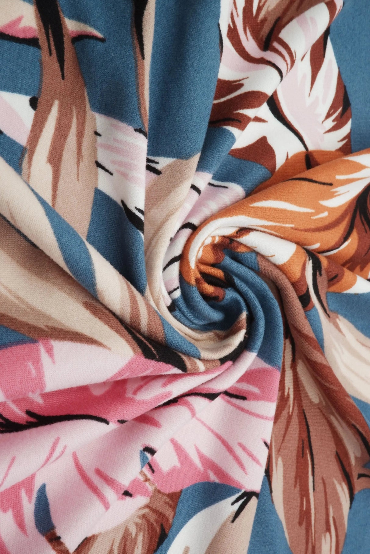 Leaf Print Brushed DTY Knit Fabric 96% Polyester, 4% Spandex 58/60" Wide