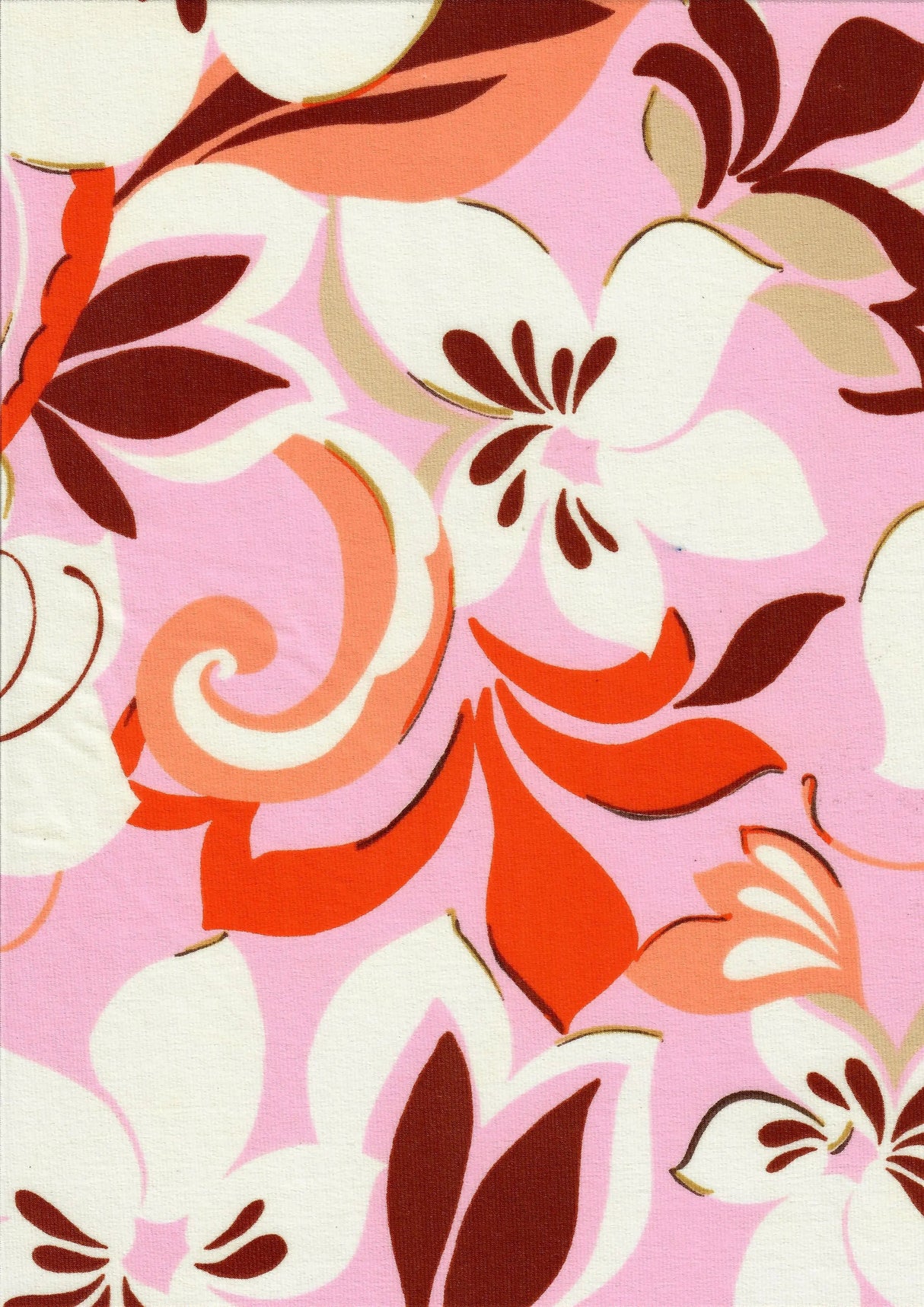 1 Yard Korean ITY Floral Print Knit Fabric 200 GSM, 58/60'' Wide Polyester Spandex Blend Pink