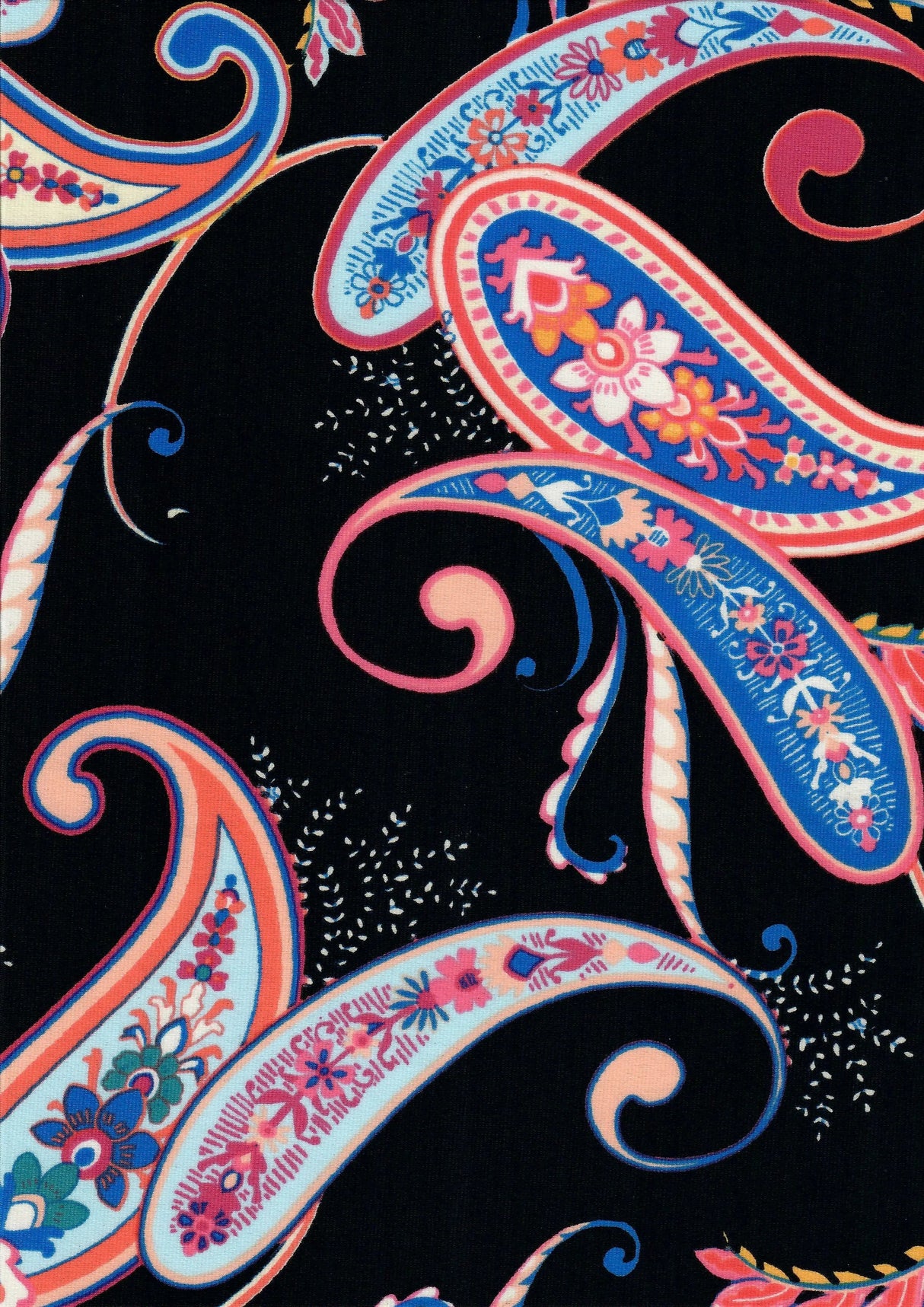 1 Yard Korean ITY Paisley Print Knit Fabric, 58/60? Wide Polyester Spandex Blend