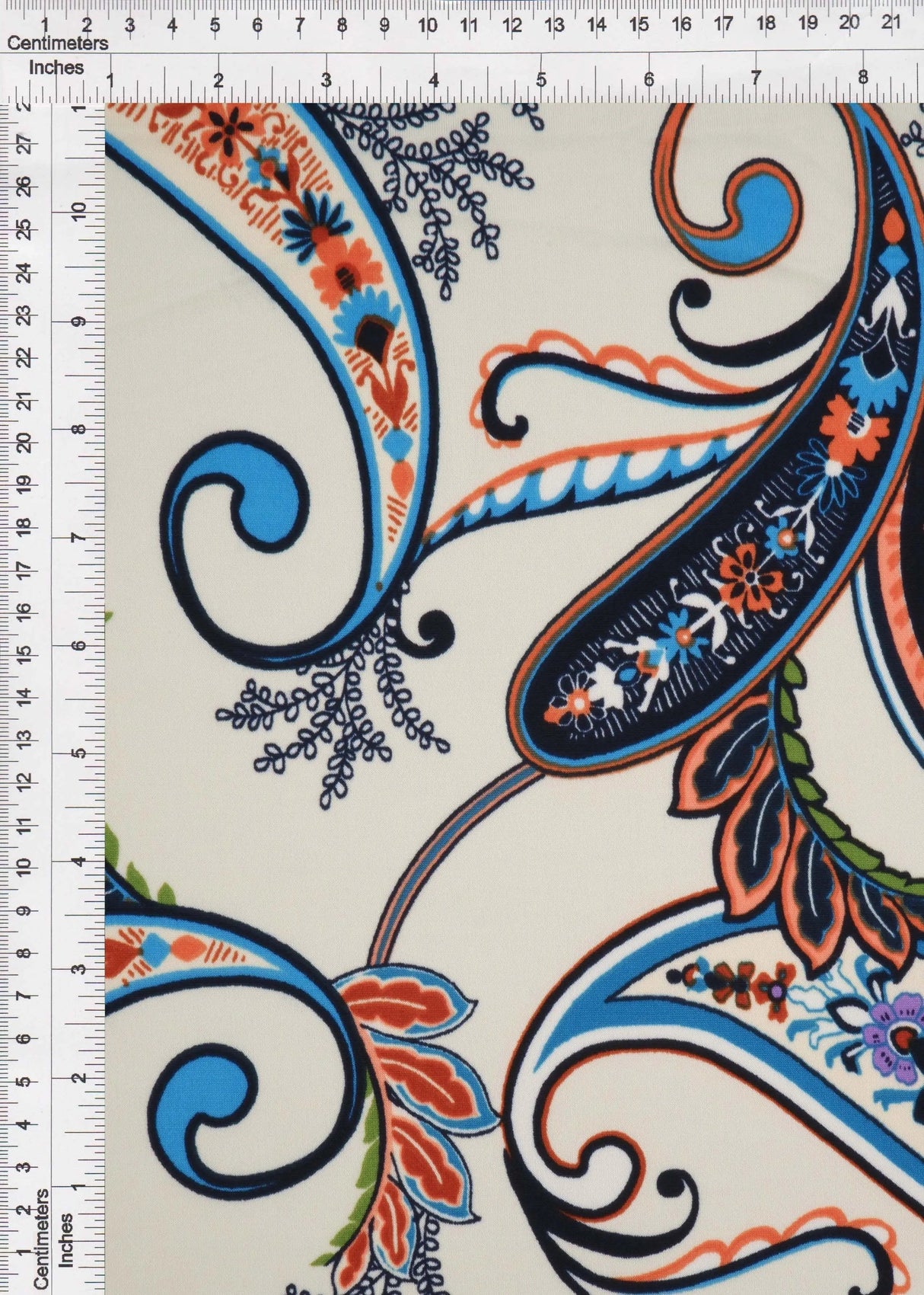 1 Yard Korean ITY Paisley Print Knit Fabric 200 GSM, 58/60'' Wide Polyester Spandex Blend