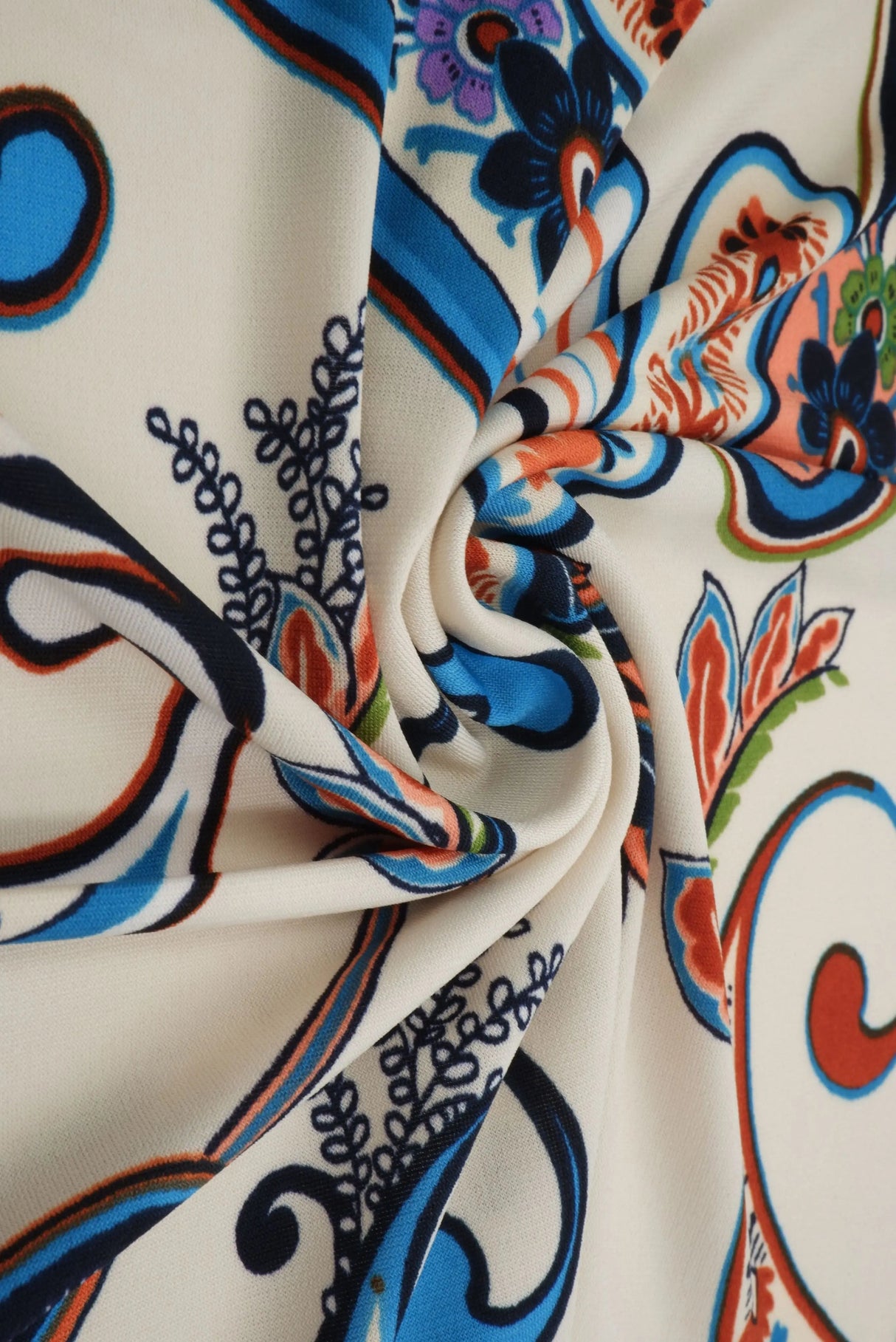 1 Yard Korean ITY Paisley Print Knit Fabric 200 GSM, 58/60'' Wide Polyester Spandex Blend