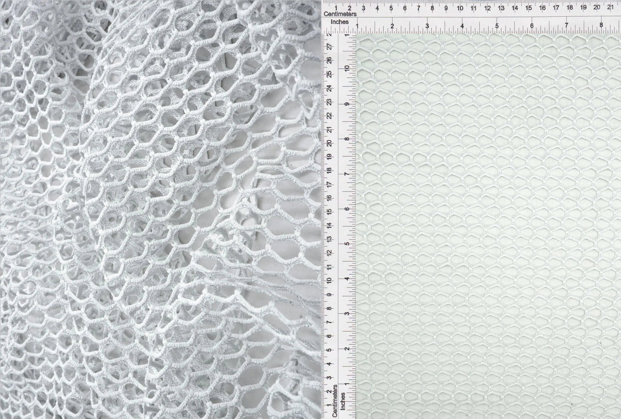1 Yard Lurex Fishnet Mesh Fabric, 58/60'' Wide Polyester Spandex Blend