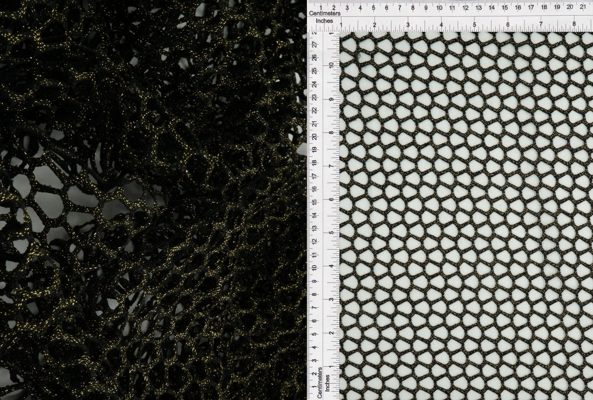 1 Yard Lurex Fishnet Mesh Fabric, 58/60? Wide Polyester Spandex Blend