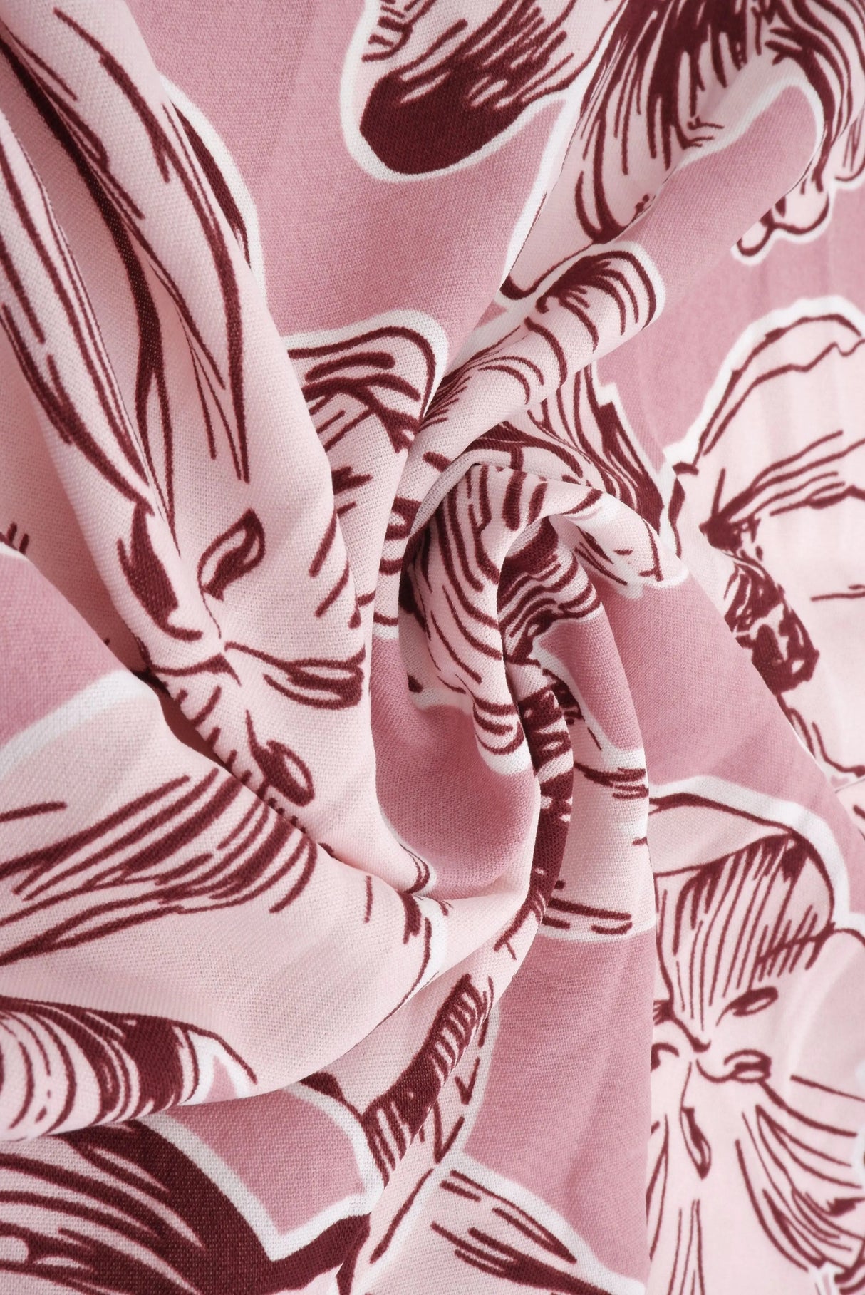 1 Yard Mauve Floral CEY Print Woven Fabric Lightweight Polyester 58/59 Inches Wide