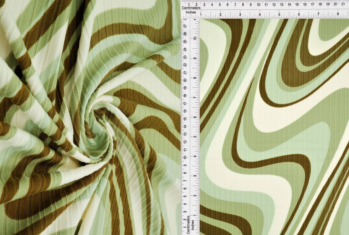 1 Yard Abstract Tie Dye 8x3 Yummy Rib Knit Fabric Soft Stretch 58/60 Inches Wide