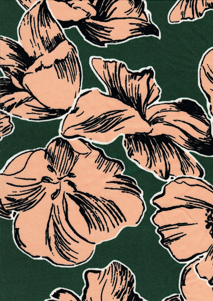 1 Yard Bloom DTY Floral Knit Fabric 58/60 Inch Wide Lightweight Stretch Material for Dresses & Handmade Crafts