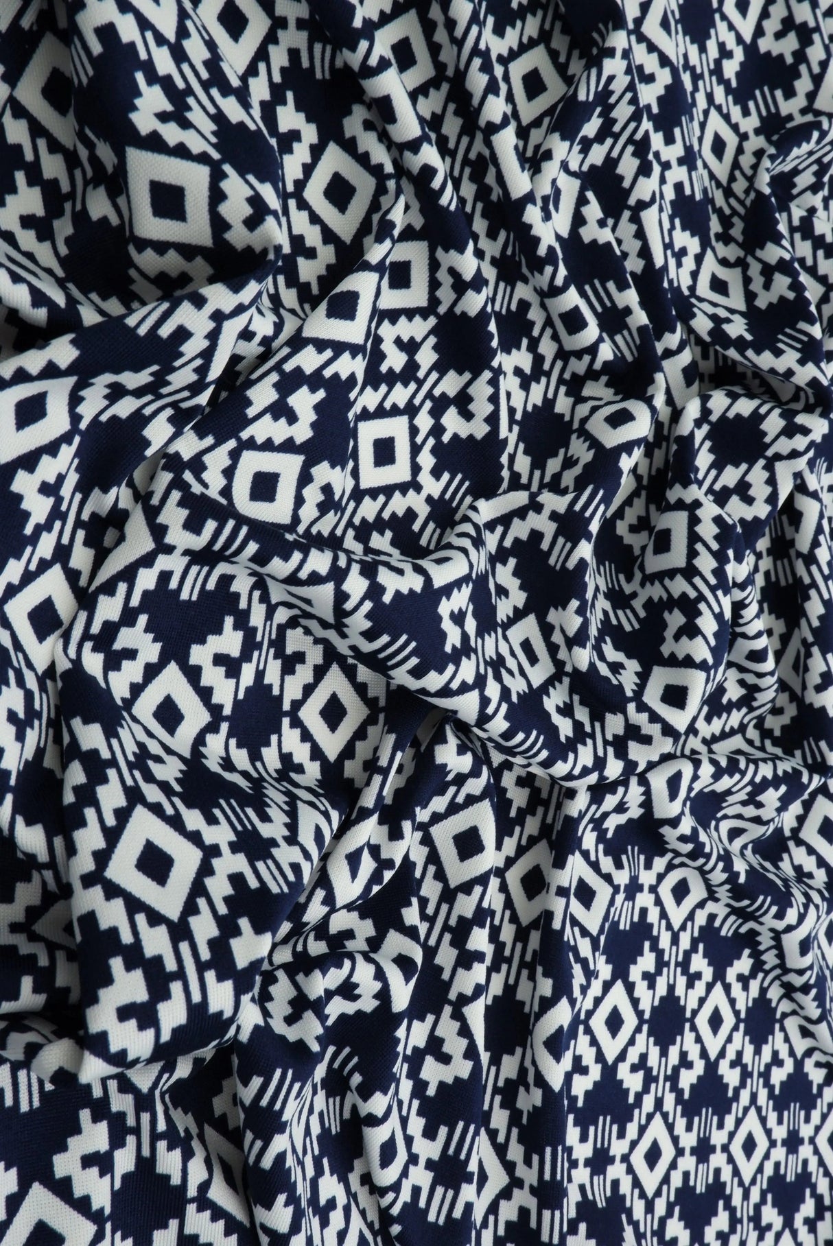 Geometric Print Knit Fabric Soft DTY Stretch Polyester Spandex 58/60” Wide