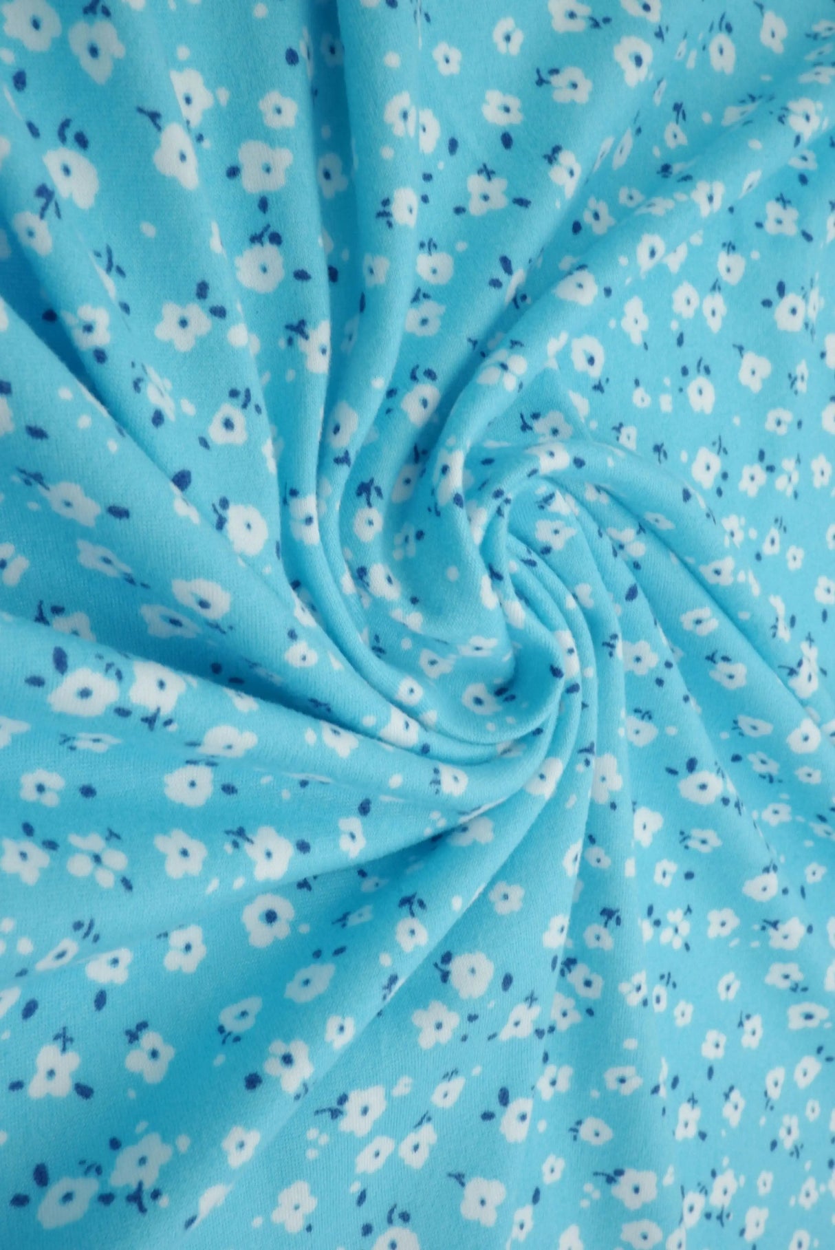 1 Yard Brushed DTY Ditsy Floral Knit Fabric 170 GSM, 58/60'' Wide Polyester Spandex Blend
