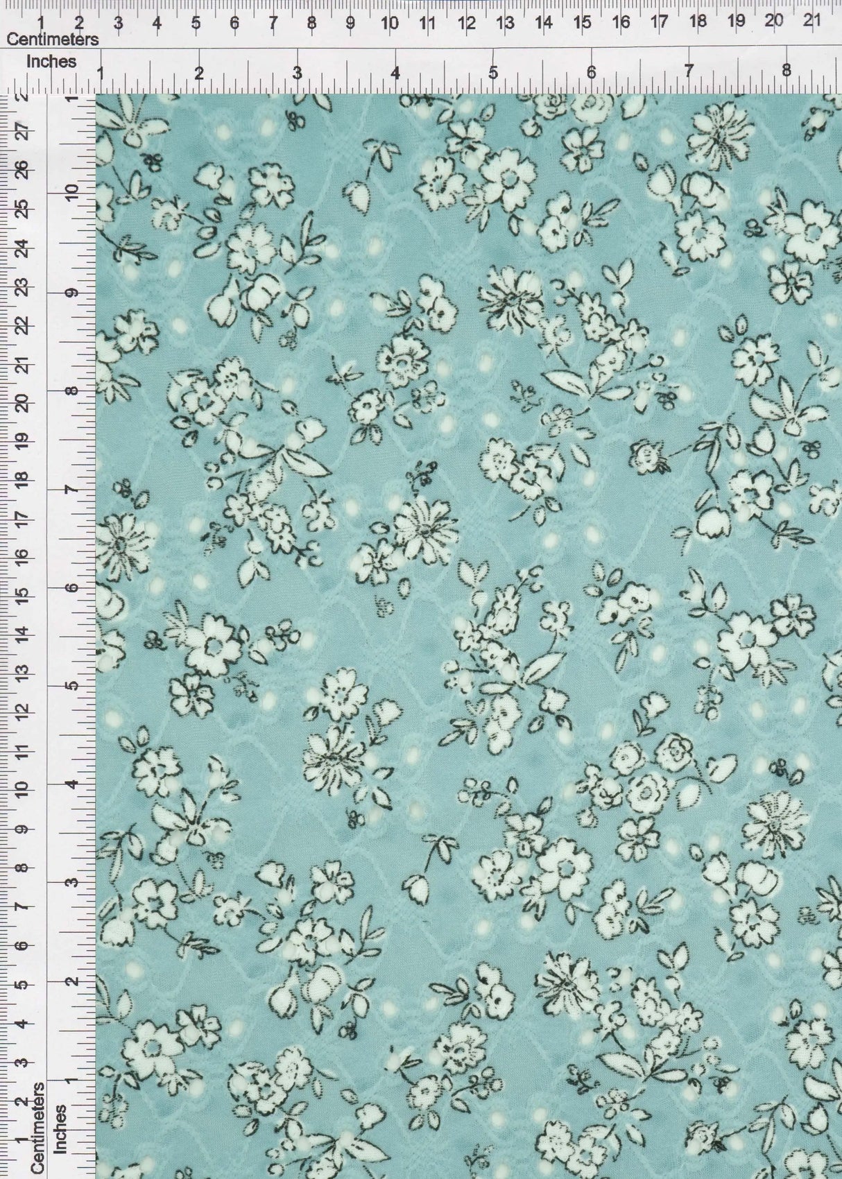 1 Yard Jacquard Eyelet Floral Knit Fabric 190 GSM, 58/60'' Wide Polyester Spandex Blend Sage