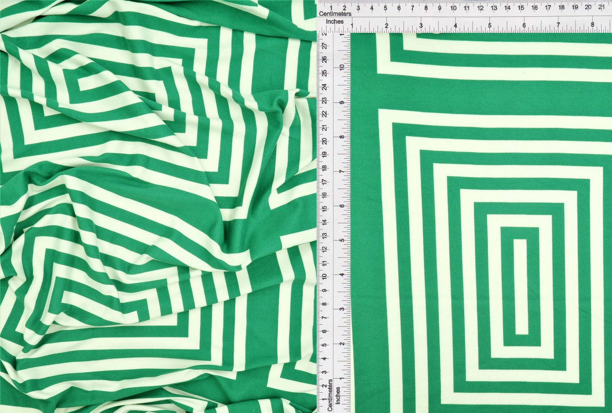 1 Yard Retro Geo Brushed DTY Knit Fabric 58/60 Inch Wide Cozy Stretch Material for Vintage-Inspired Sewing Projects