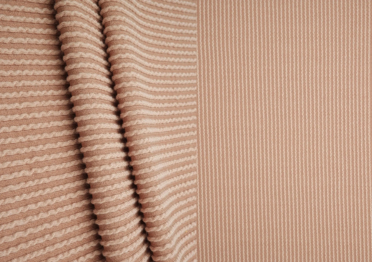 52" Knit Jacquard Rib Fabric 80% Polyester 15% Rayon 5% Spandex 230 GSM by Yard