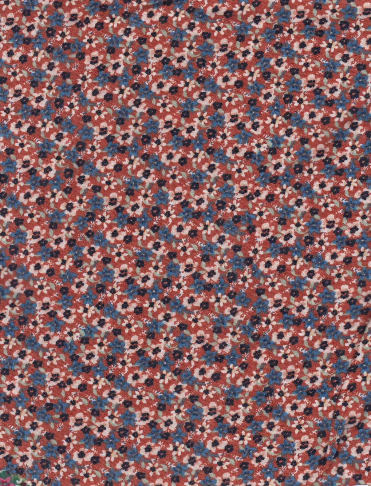 1 Yard Brushed DTY Ditsy Floral Knit Fabric 170 GSM, 58/60'' Wide Polyester Spandex Blend
