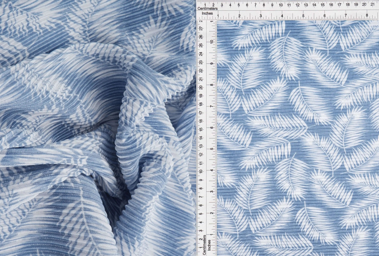 Tropical Leaf Interlock Pleated Fabric 1 Yard Lightweight Soft Drape 58/60" Wide