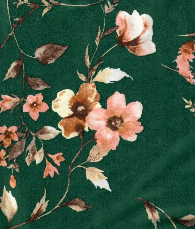1 Yard Brushed DTY Floral Print Knit Fabric 170 GSM, 58/60'' Wide Polyester Spandex Blend