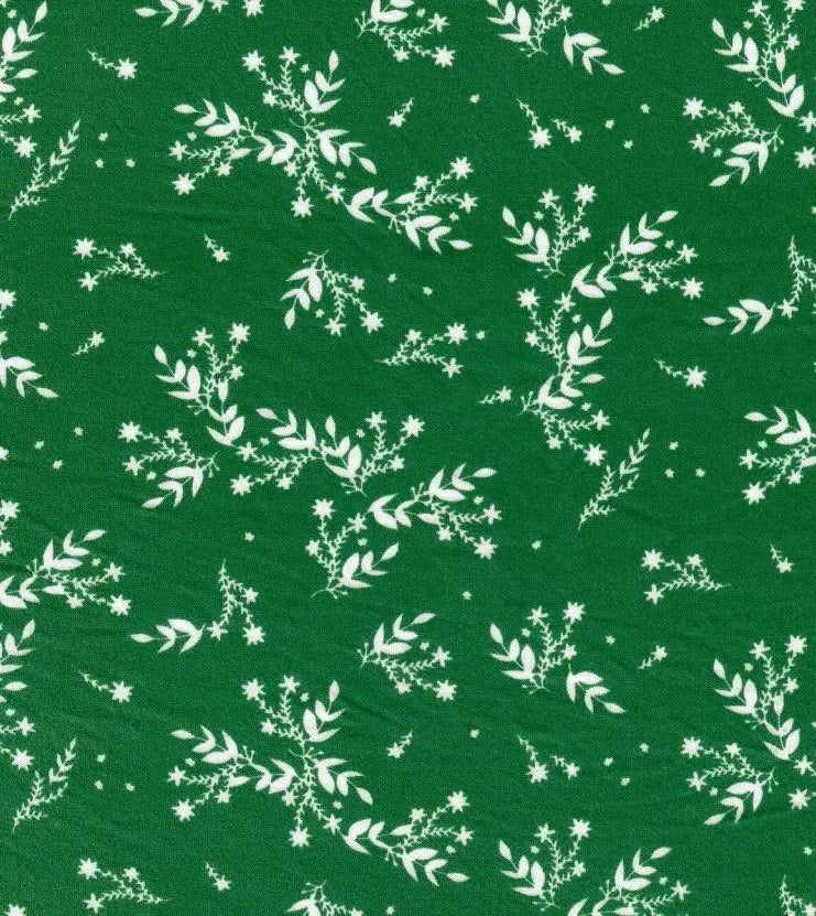 1 Yard Brushed DTY Leaf Print Knit Fabric 170 GSM, 58/60'' Wide Polyester Spandex Blend