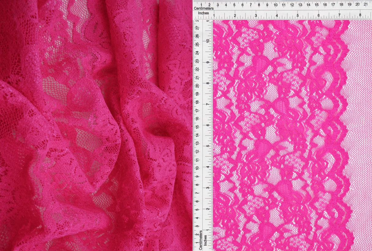 1 Yard Floral Double Border Lace Fabric, 57/58'' Wide Nylon Spandex Blend