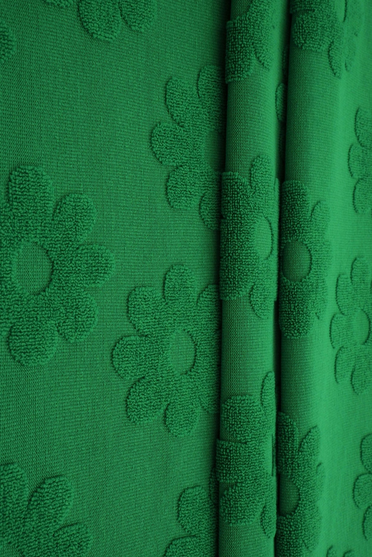 1 Yard Daisy Floral Towel Jacquard Knit Fabric 250 GSM, 58/60'' Wide Polyester Spandex Blend