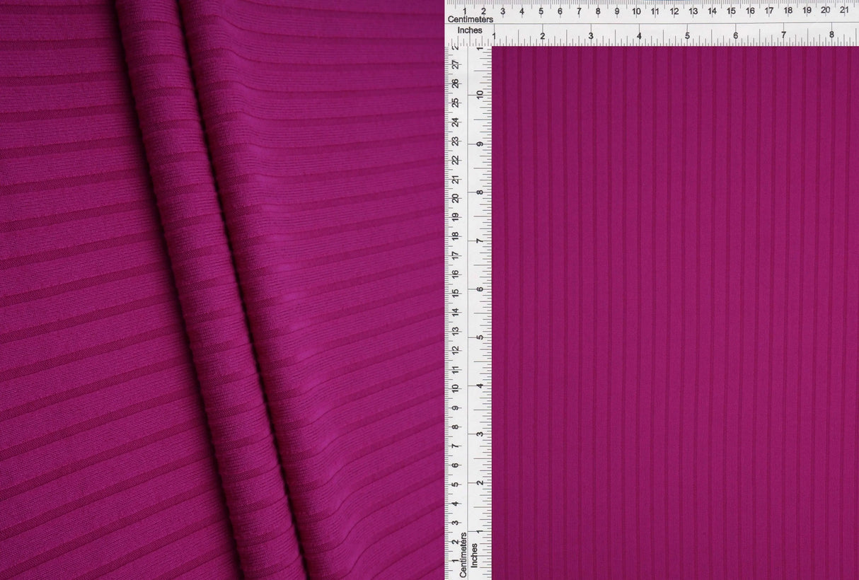 1 Yard 8x3 Yummy Rib Solid Knit Fabric 170 GSM, 58/60'' Wide Polyester Spandex Blend