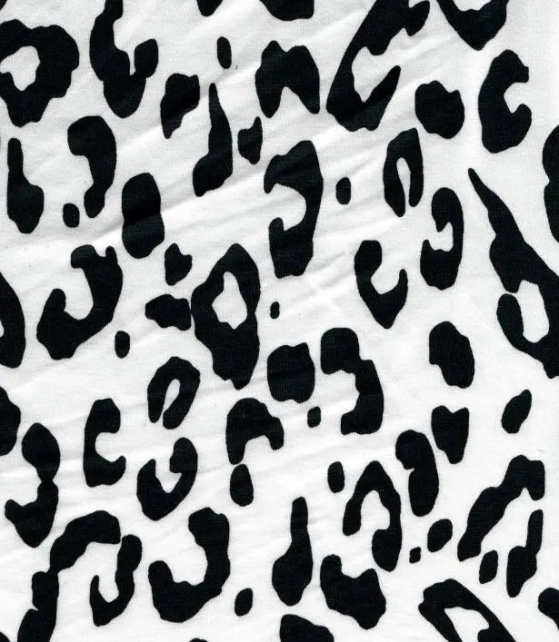 1 Yard Brushed DTY Leopard Print Knit Fabric 170 GSM, 58/60? Wide Polyester Spandex Blend Ivory