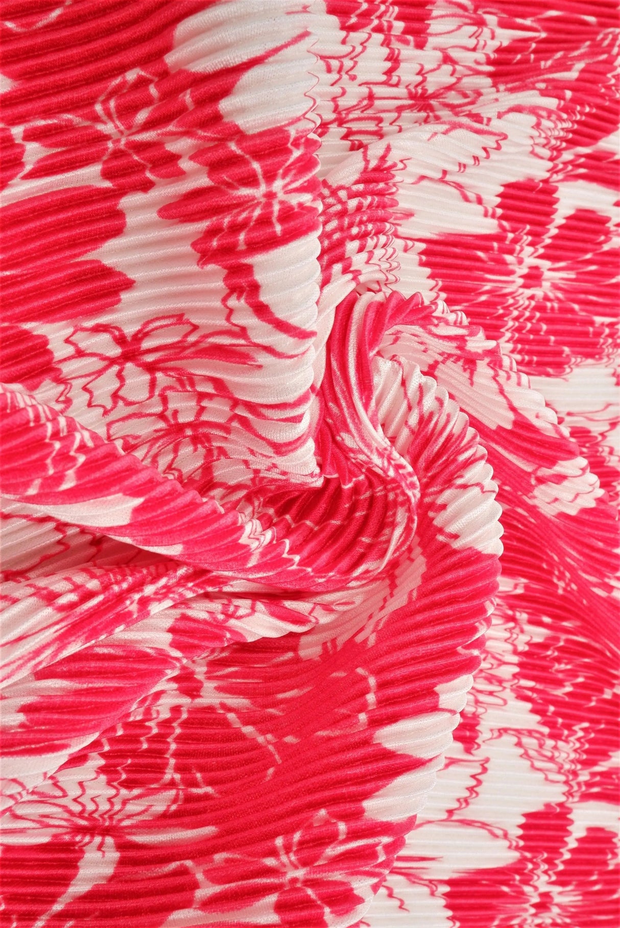 1 Yard Bodre Interlock Pleated Flower Print Knit Fabric 150 GSM, 58/59'' Wide 100% Polyester