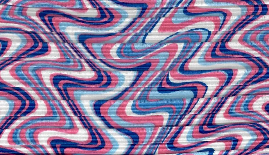1 Yard Pleated Bodre Interlock Knit Fabric Geo Wave Print 57/58 Inches Wide