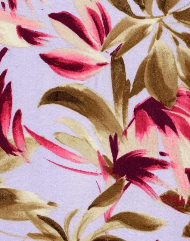 1 Yard Brushed DTY Leaf/Tropical Print Knit Fabric 170 GSM, 58/60'' Wide Polyester Spandex Blend