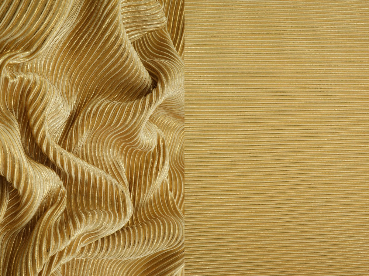 1 Yard Bodre Pleated Jersey Knit Fabric with Foil 150 GSM, 58/60'' Wide 100% Polyester