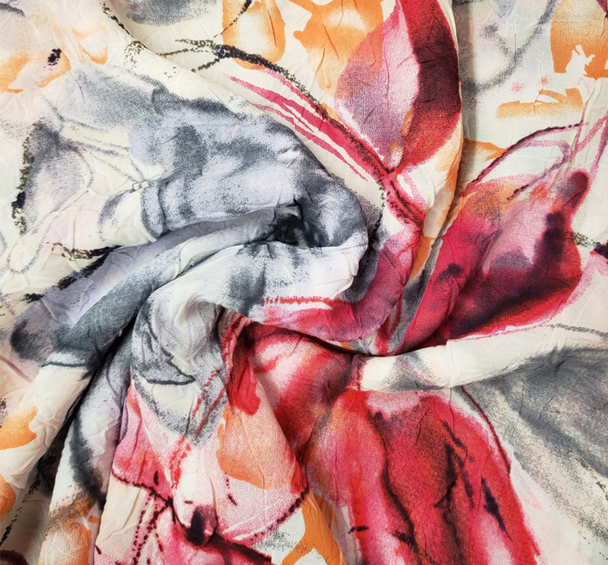 1 Yard Crushed Chiffon Fabric Lightweight Sheer Polyester with Soft Drape, 54" Wide