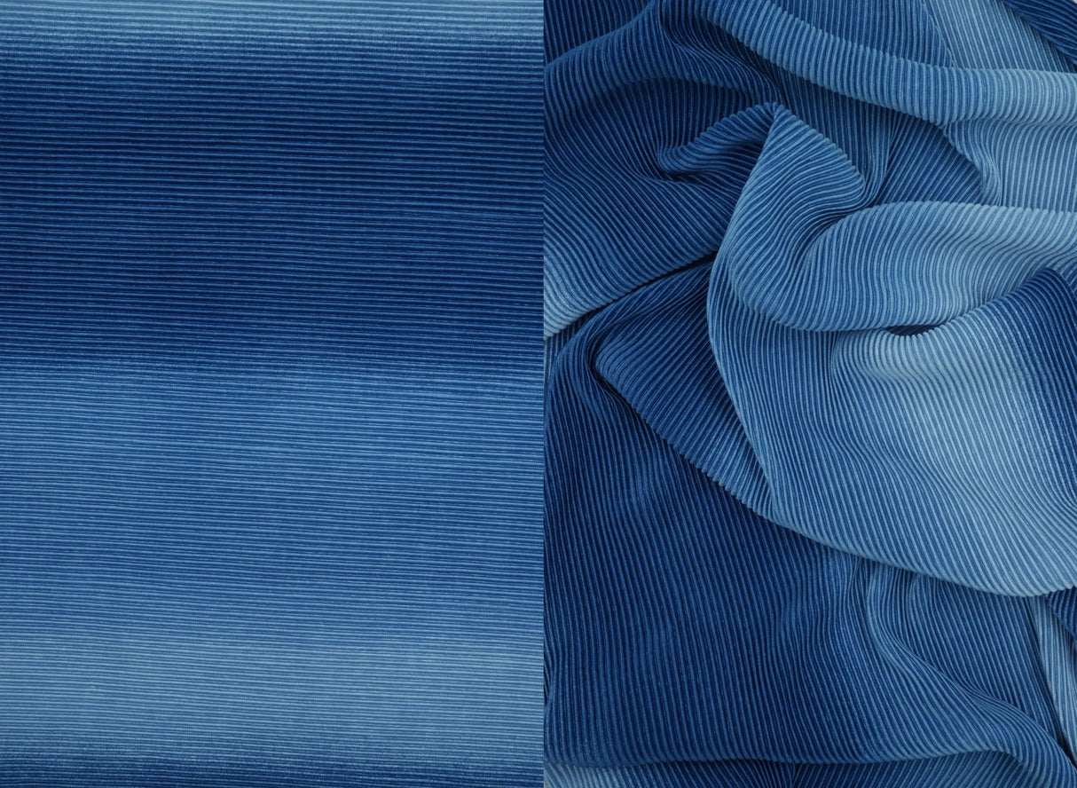 1 Yard Pleated Ombre Print Bodre Interlock Fabric 150 GSM 100% Polyester 58/59" Width