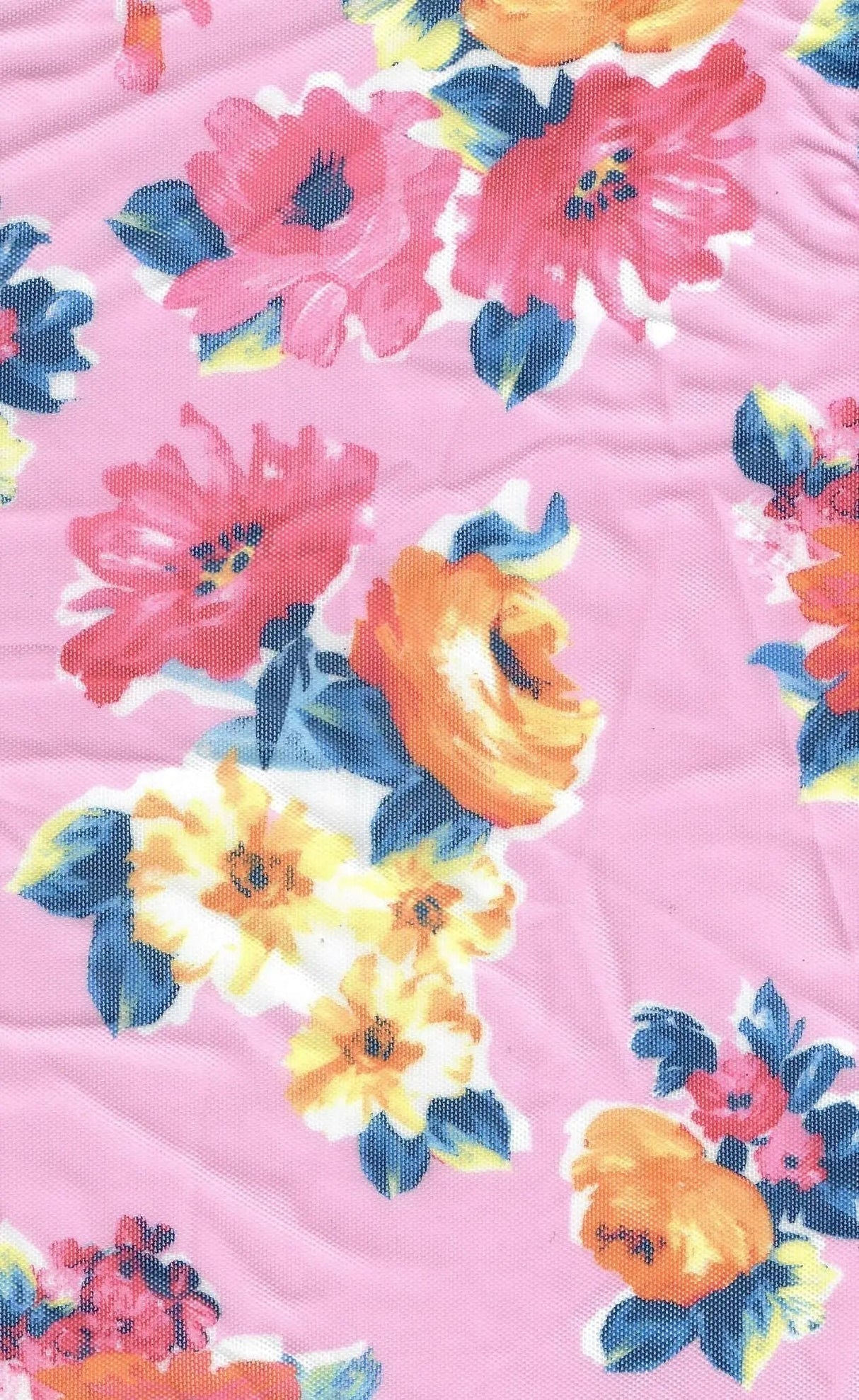 1 Yard Digital Floral Mesh Knit Fabric, 54? Wide Polyester Spandex Blend