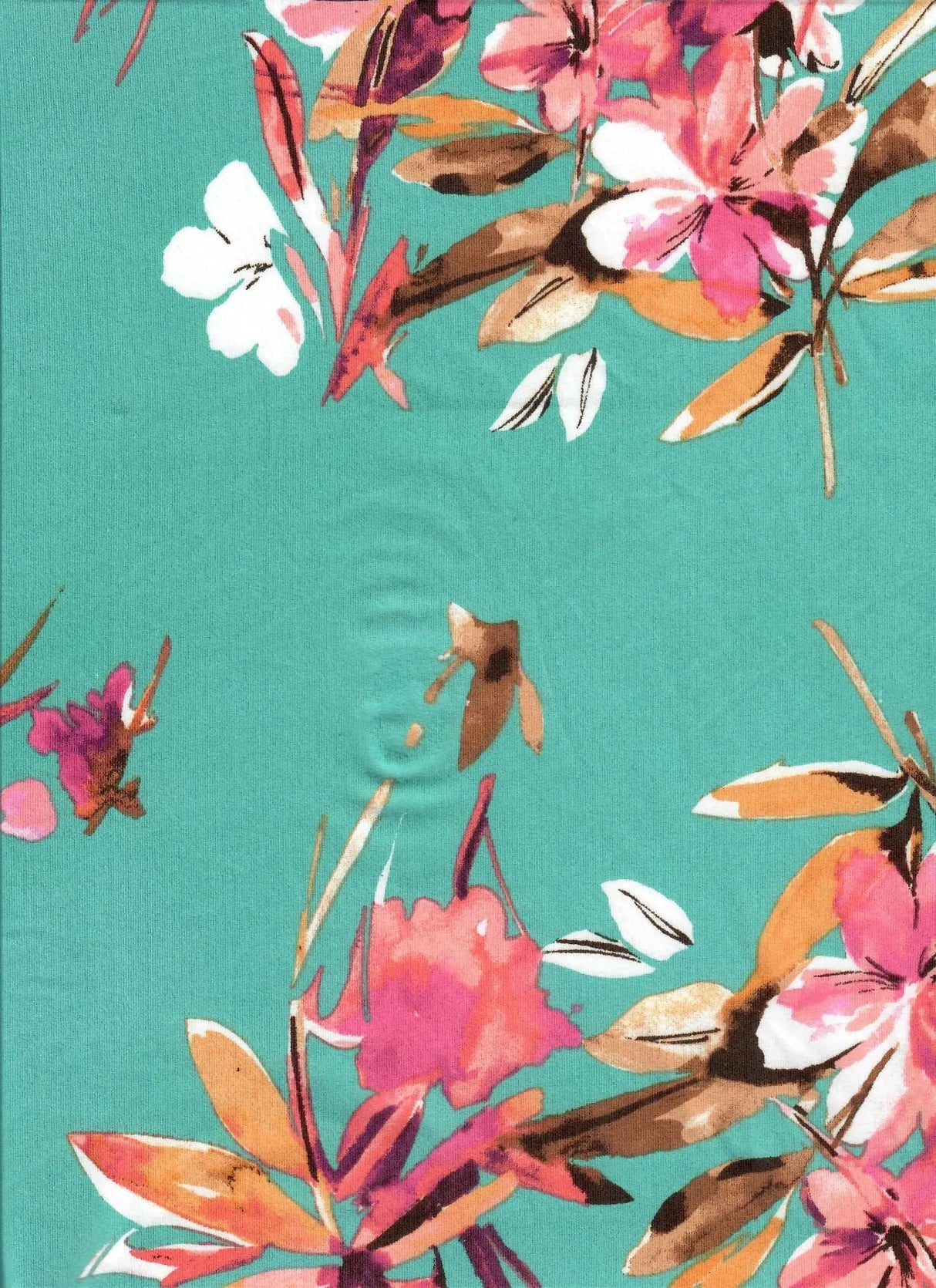 1 Yard DTY Floral Print Fabric 190 GSM Polyester Spandex Blend 58/60" Width