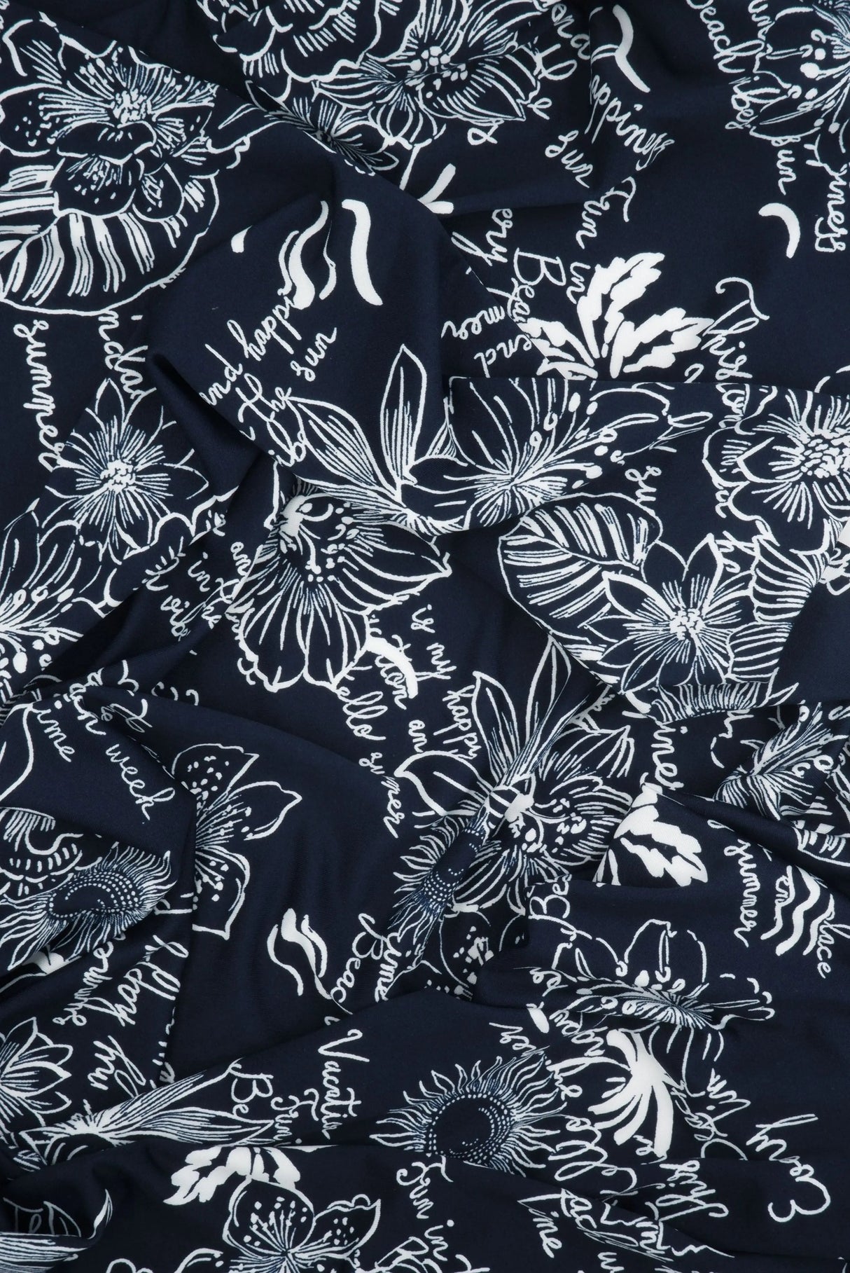 1 Yard DTY Floral Print Fabric 190 GSM Polyester Spandex Blend 58/60" Width