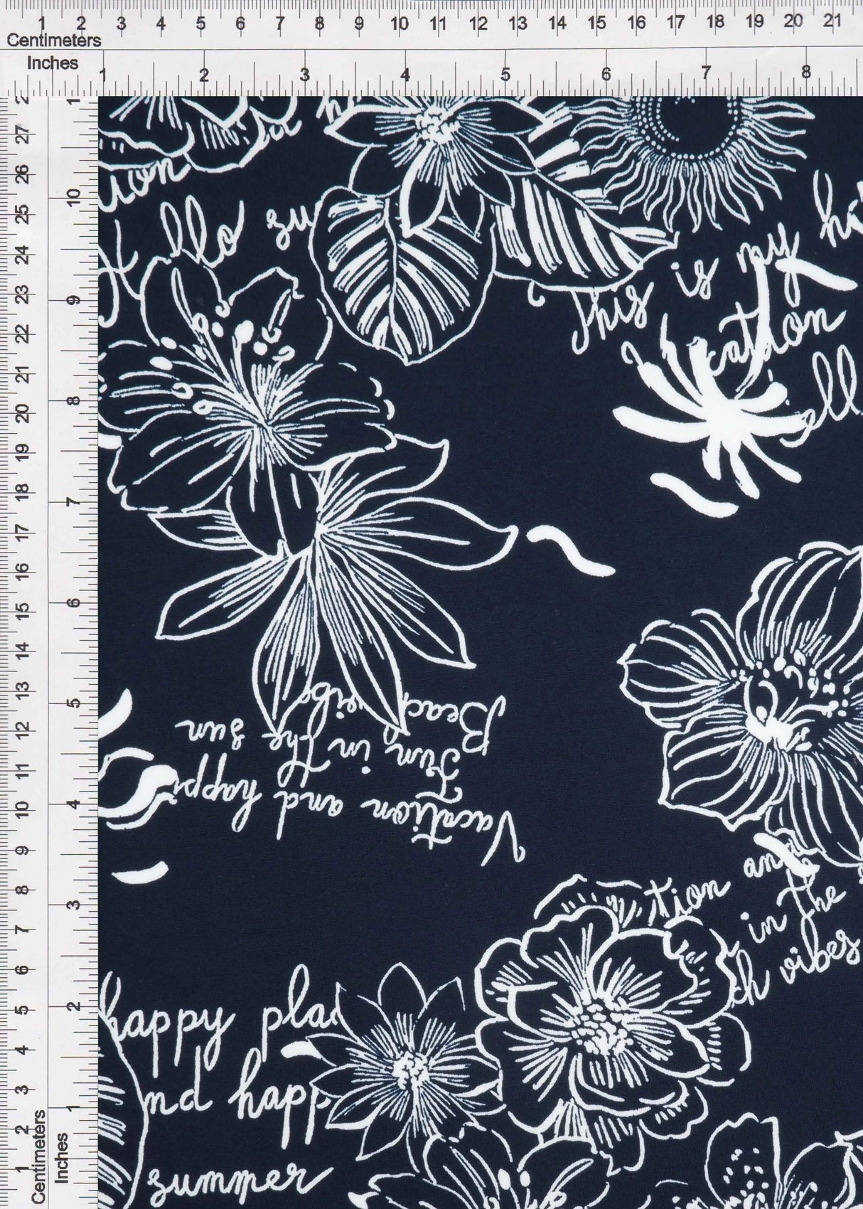 1 Yard DTY Floral Print Fabric 190 GSM Polyester Spandex Blend 58/60" Width