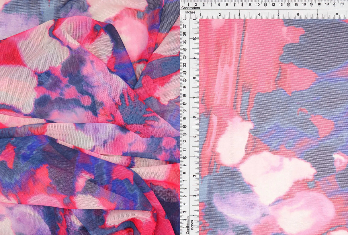 1 Yard Digital Tie Dye Mesh Fabric, 54'' Wide Polyester Spandex Blend
