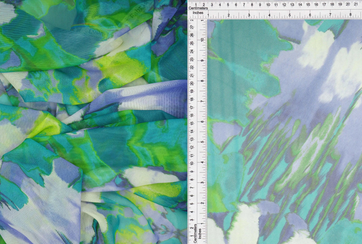 1 Yard Polyester Spandex 80 GSM Mesh Digital Tie Dye Print Fabric Lightweight 54" Width