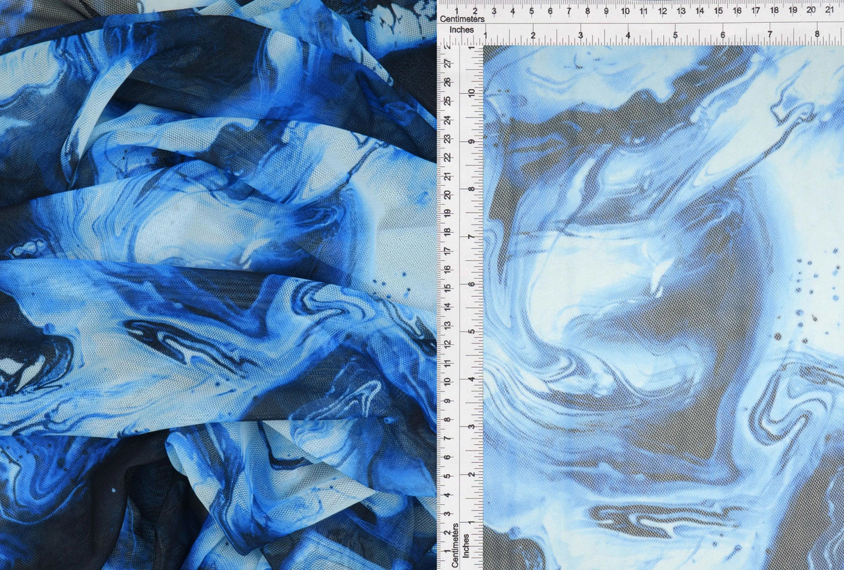 1 Yard Digital Abstract Mesh Fabric, 54'' Wide Polyester Spandex Blend