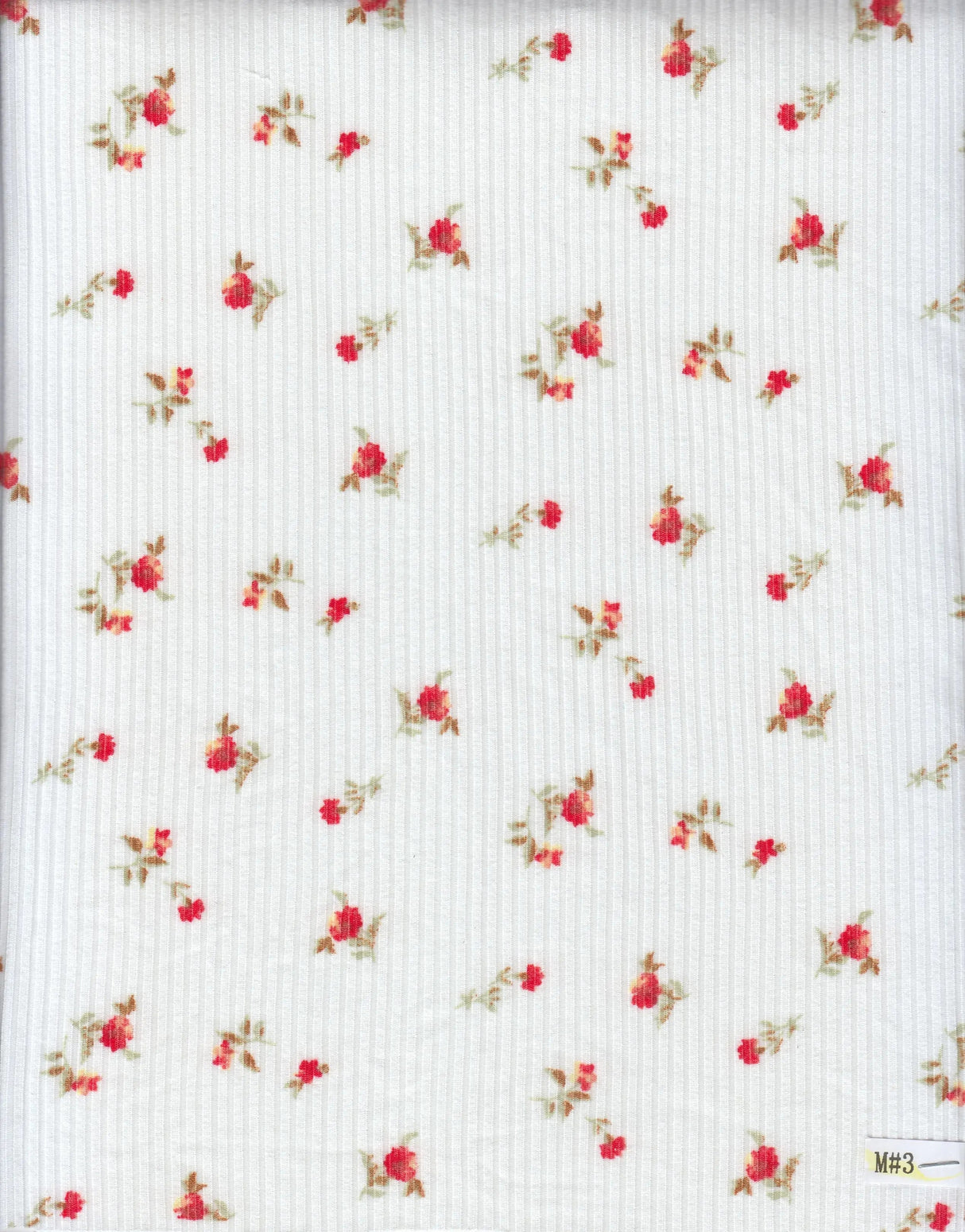 Soft 4×2 Yummy Rib Knit Fabric with Ditsy Floral Print, 87% Polyester, 13% Spandex & 58/60? Wide