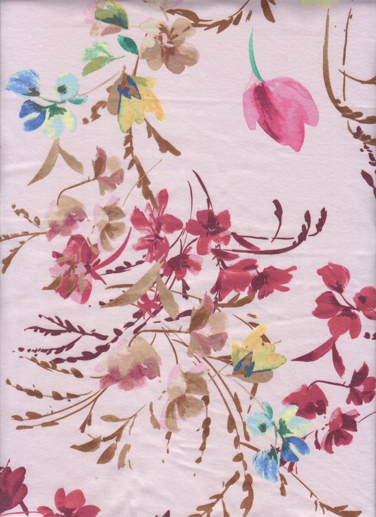 1 Yard DTY Brushed Digital Floral Print Fabric 170 GSM Polyester Spandex 58/60" Width